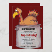 ハッピー感謝祭深いフライドターキー招待状 招待状 (正面/裏面)