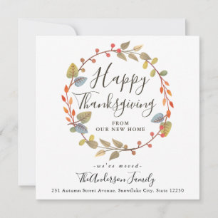 ハッピー感謝祭秋のリースホリデームービング 案内状