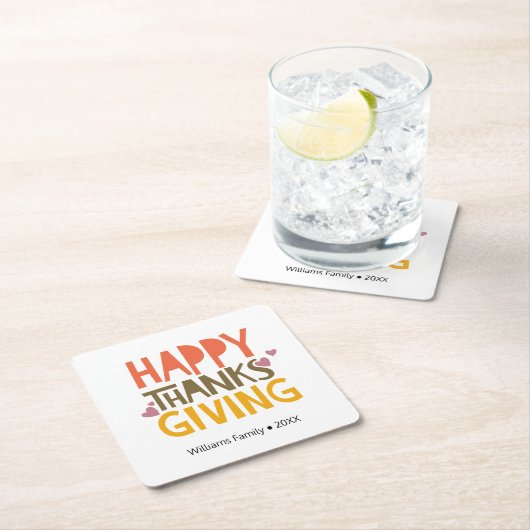 ハッピー感謝祭紙コーパーソナライズされたスター スクエアペーパーコースター (インサイチュ)