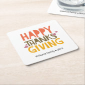 ハッピー感謝祭紙コーパーソナライズされたスター スクエアペーパーコースター (アングル)