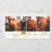ハッピー感謝祭葉のシンプルFlriish 3写真 シーズンカード (正面)