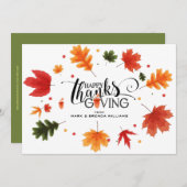 ハッピー感謝祭葉タイポグラフィフレーム感謝していY サンキューカード (正面/裏面)