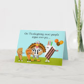 ハッピー感謝祭誕生日パイ,トルコ,ケーキ カード (正面)