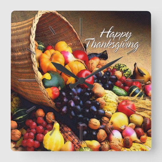 ハッピー感謝祭12壁時計オプション スクエア壁時計 (正面)