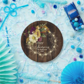 ハッピー感謝祭 – ウッド素朴シーライトリース ペーパープレート (パーティー)