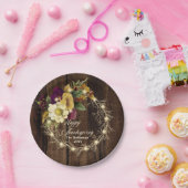 ハッピー感謝祭 – ウッド素朴シーライトリース ペーパープレート (パーティー)