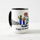 ハッピー整備士デイマグ – 男性と女性の整備士 マグカップ (正面左)