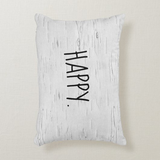 ハッピー文字オン樺の木ツリーアクセント枕 アクセントクッション (正面(垂直))