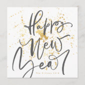 ハッピー新年の灰色の手書き文字 シーズンカード (正面)