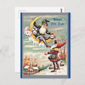 ハッピー新年格言，トメット，月，お金のバッグ ポストカード (正面/裏面)