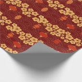 ハッピー旧正月2024年さくらんぼツリー花 ラッピングペーパー (角)