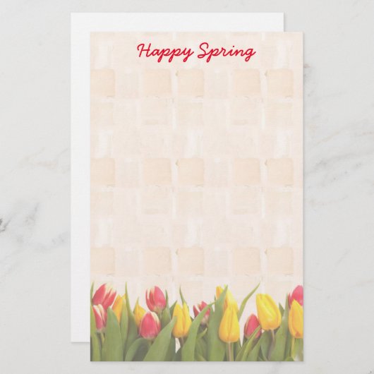 ハッピー春カラフルチューリップ 便箋 (正面/裏面)