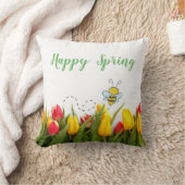 ハッピー春チューリップフラワーホリディピロー クッション (ブランケット)