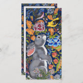 ハッピー春バニーラビットバードフローラフォトイースター シーズンカード (正面/裏面)