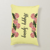 ハッピー春ピンクローズイエローヴィンテージ アクセントクッション (裏面(縦))