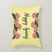 ハッピー春ピンクローズイエローヴィンテージ アクセントクッション (正面(垂直))