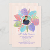 ハッピー春ベビーシャワーフォト招待状 招待状 (正面/裏面)