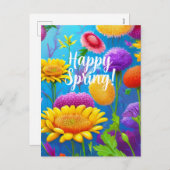 ハッピー春ミックスフラワーカラーテンプレートホリデー シーズンポストカード (正面/裏面)