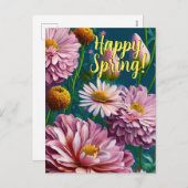 ハッピー春ミックスフラワー3色テンプレート シーズンポストカード (正面/裏面)