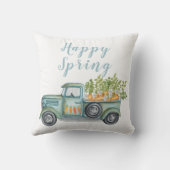 ハッピー春ヴィンテージブルーグリーントラック装飾用クッション クッション (裏面)