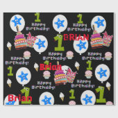 ハッピー最初の誕生日ラッピング紙バルーン#1 ラッピングペーパー (フラット)