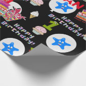 ハッピー最初の誕生日ラッピング紙バルーン#1 ラッピングペーパー (角)