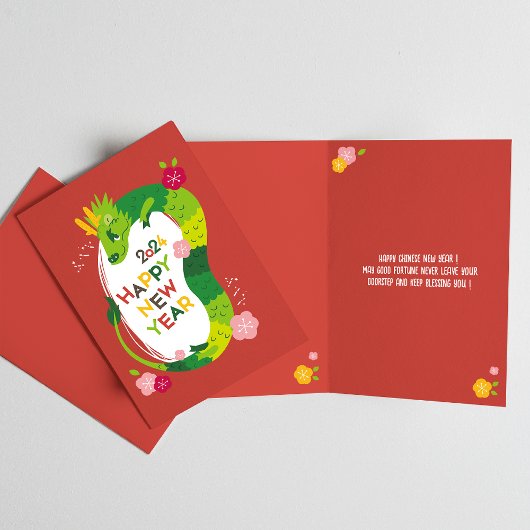ハッピー月中国の正月折り畳みホリデーカード シーズンカード