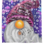 ハッピー格言インパープルハットがクリスマスソングを歌う   シャワーカーテン (正面)