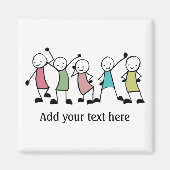 ハッピー棒人間たちフパーソナライズされたレンズ マグネット (正面)