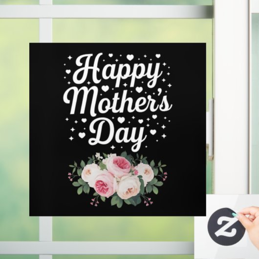 ハッピー母の日かわいいフローラ母おばあちゃん妻 ウィンドウサイン (ホーム)