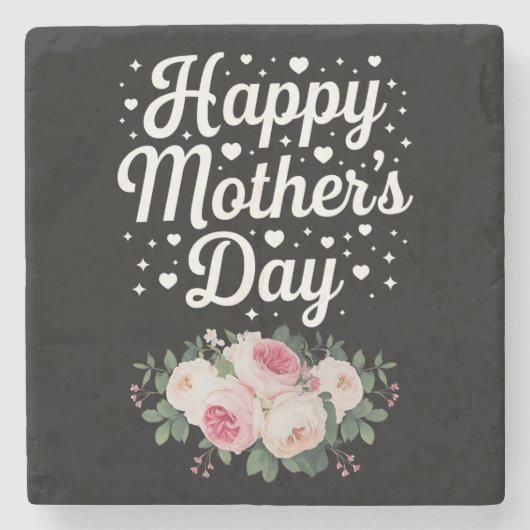ハッピー母の日かわいいフローラ母おばあちゃん妻 ストーンコースター (正面)