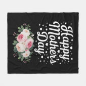 ハッピー母の日かわいいフローラ母おばあちゃん妻 フリースブランケット (正面(横))
