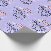 ハッピー母ピンクハートデイモダンタイポグラフィ ラッピングペーパー (角)