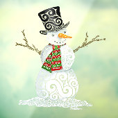 ハッピー渦巻形の雪だるま ウィンドウサイン (シート3)