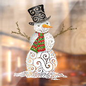 ハッピー渦巻形の雪だるま ウィンドウサイン (シート2)