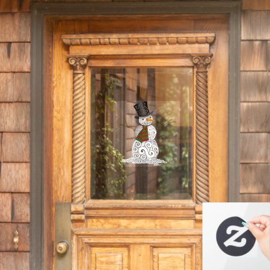 ハッピー渦巻形の雪だるま ウィンドウサイン (ホームデコレーション)