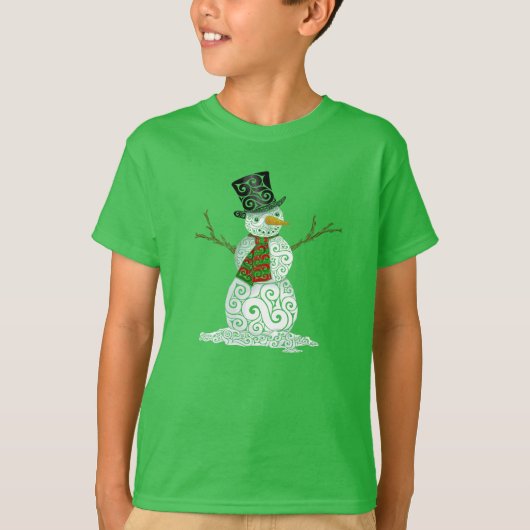 ハッピー渦巻形の雪だるま Tシャツ (正面)
