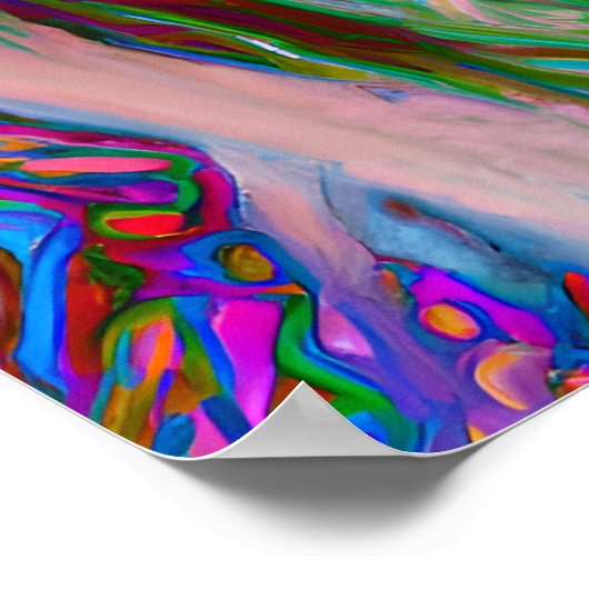 ハッピー熱狂するボルゾイドッグアートポートレート ポスター (角)