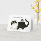 ハッピー父のクール日猫 カード (黄色い花)