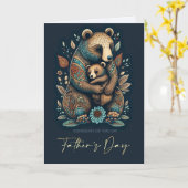ハッピー父の日かわいいクマのフォークアート カード (黄色い花)
