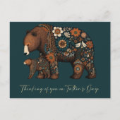 ハッピー父の日かわいいクマのフォークアート ポストカード (正面)