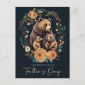 ハッピー父の日かわいいクマのフォークアート ポストカード (正面)