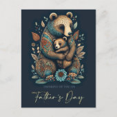 ハッピー父の日かわいいクマのフォークアート ポストカード (正面)