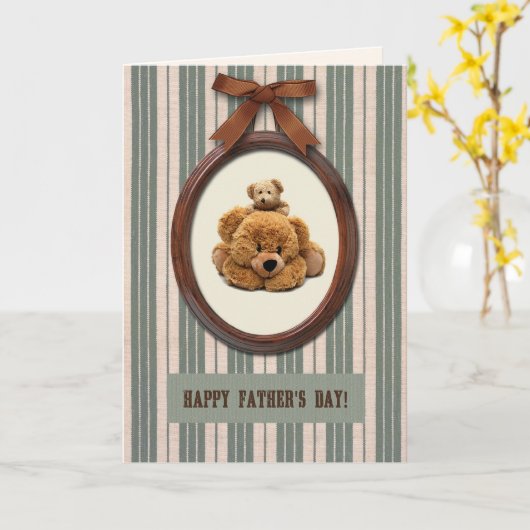 ハッピー父の日かわいいテディベア カード (黄色い花)