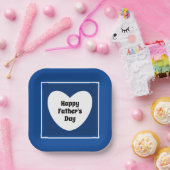 ハッピー父の日かわいいネイビーブルーホワイトハート ペーパープレート (パーティー)
