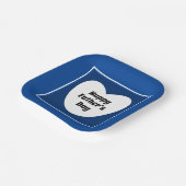 ハッピー父の日かわいいネイビーブルーホワイトハート ペーパープレート (傾斜あり)