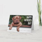 ハッピー父の日かわいい茶色の子犬写真テンプレート カード (正面)