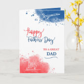 ハッピー父の日にパパ赤素晴らし水色 カード (黄色い花)