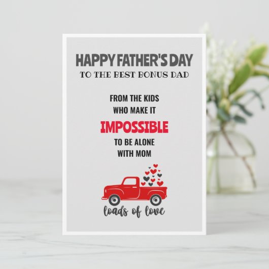 ハッピー父の日のステップパパおもしろいかわいいカードキッズ シーズンカード (スタンド正面)