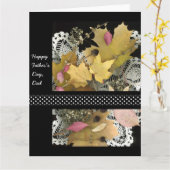 ハッピー父の日のヴィンテージ葉素朴 カード (黄色い花)